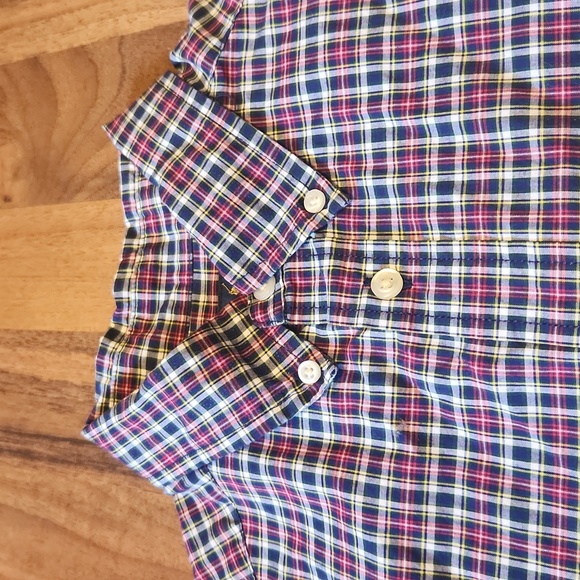 Ralph Lauren Polo Red Navy Classic Plaid Natural Stretch Button Down Shirt Large - Picture 4 of 9